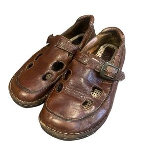 Born Size 10 Women's Brown Leather Side Buckle Round Toe Fisherman Y2K Vented